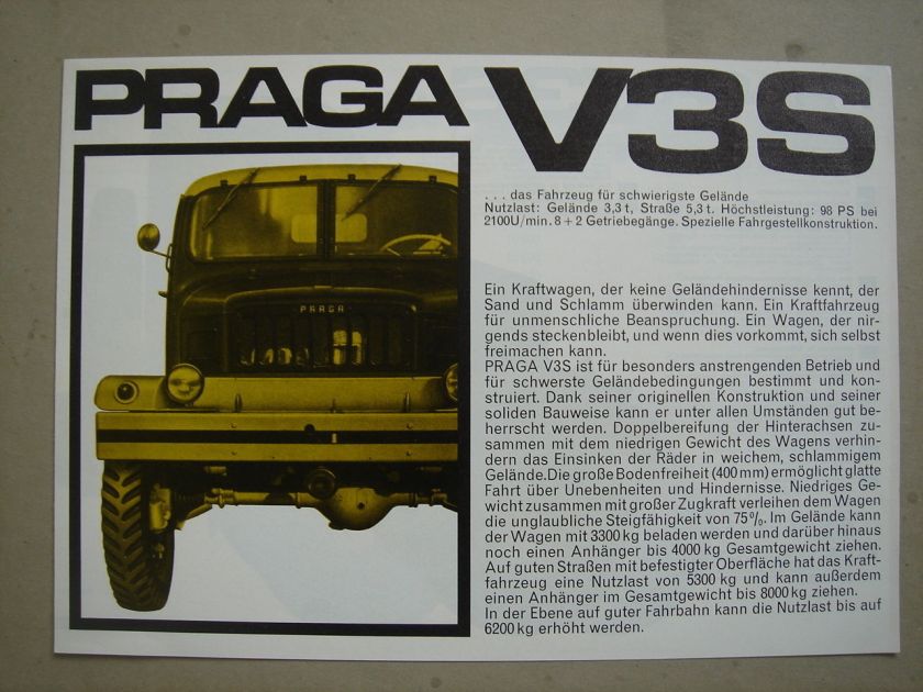 1965 PRAGA V 3 S 6x6 models brochure-Prospekt German