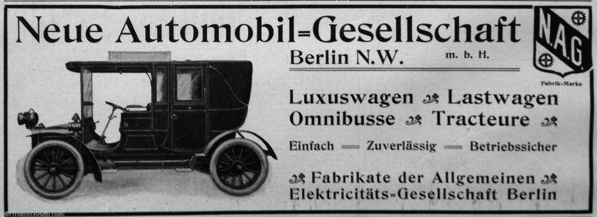 1903 Werbeanzeige 1903  NAG Automobil Gesellschaft Berlin  Vignette  Vintage Ad