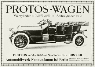 1908 Werbung für Protos-Wagen im Jahre 1908