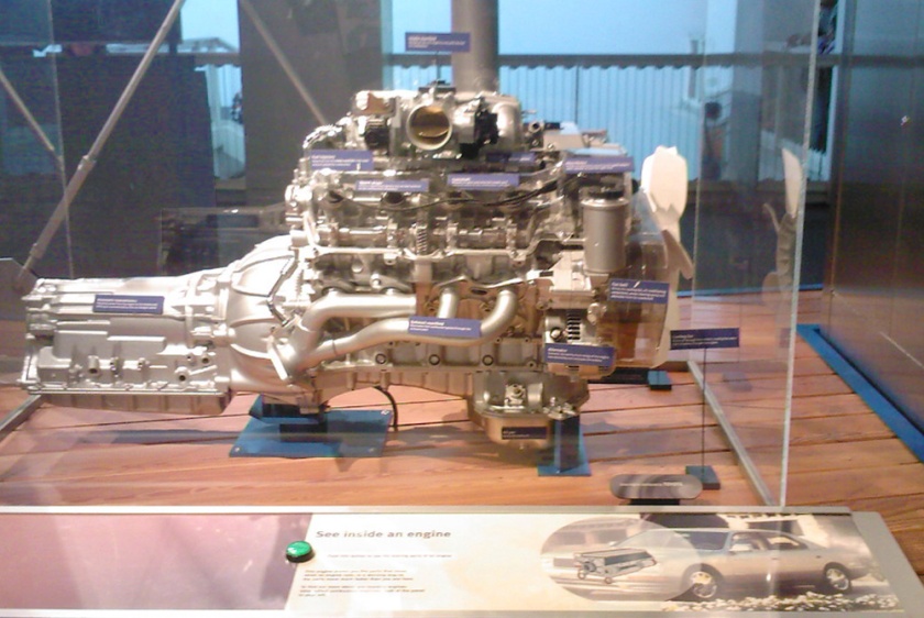 Lexus LS UZ V8 engine exhibit at the California Science Center