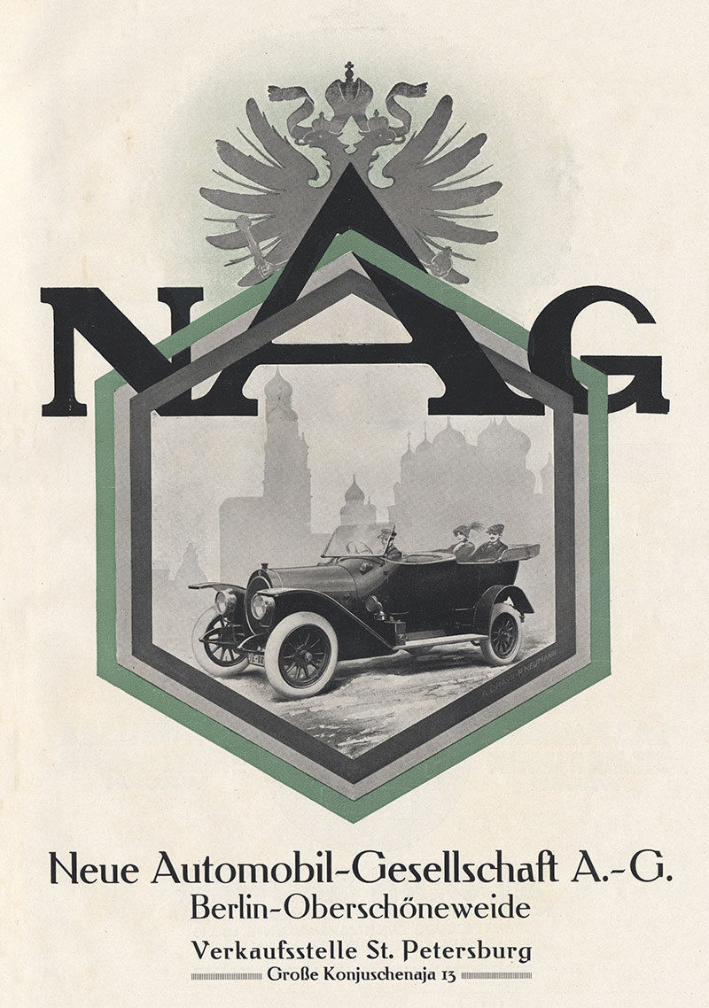 NAG Neue Automobil Gesellschaft AG St. Petersburg Plakat Braunbeck Motor A1 490