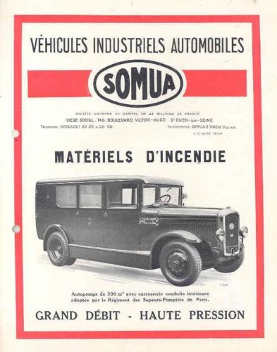 1930 Somua Pumper Fire Truck Sales Brochure France wj7916-WSRCRZ
