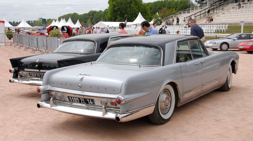 Facel Vega Excellence EX2, in front of earlier Excellence with more pronounced tailfins
