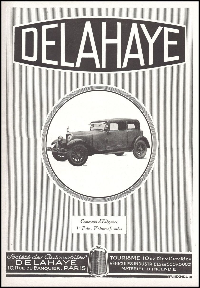 1926 Publicité Automobile Delahaye car vintage print ad 1926