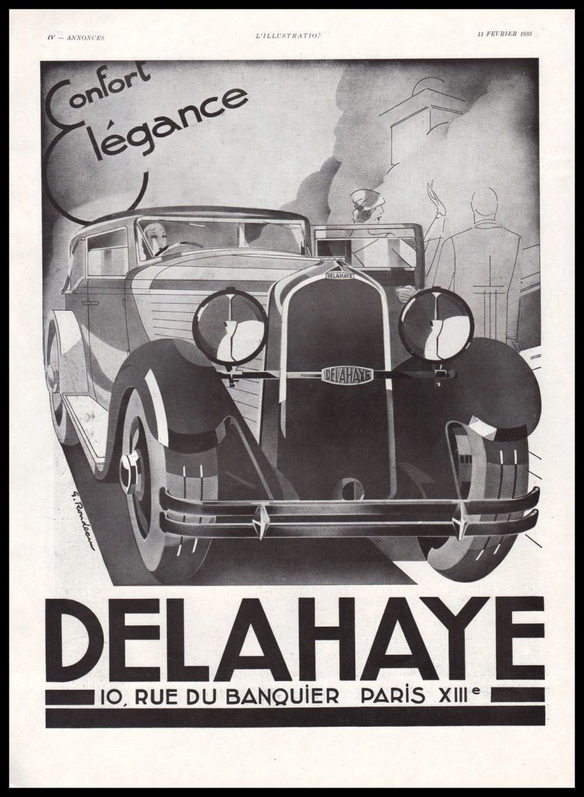 1933Publicité Automobile Delahaye car ad 1933