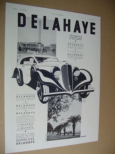 1934 DELAHAYE..PUBLICITE PRESSE 1934..( automobile )