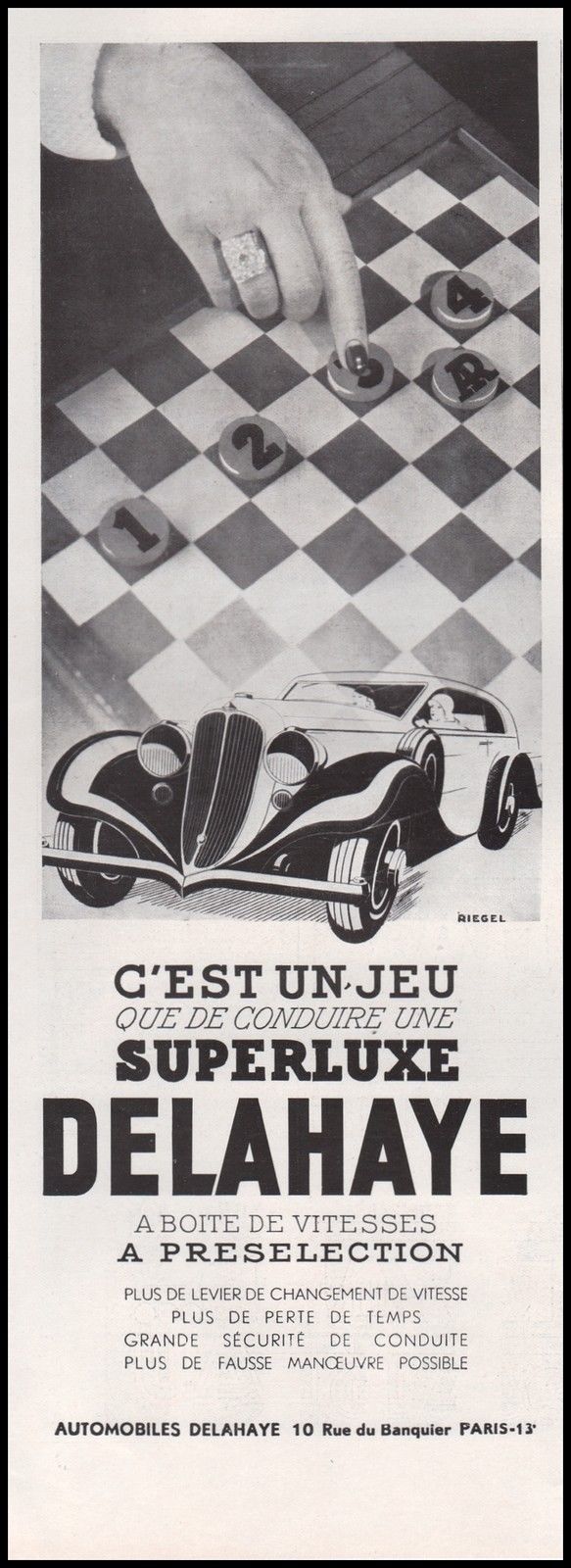 1934 Publicité Automobile Delahaye Superluxe car vintage print ad 1934