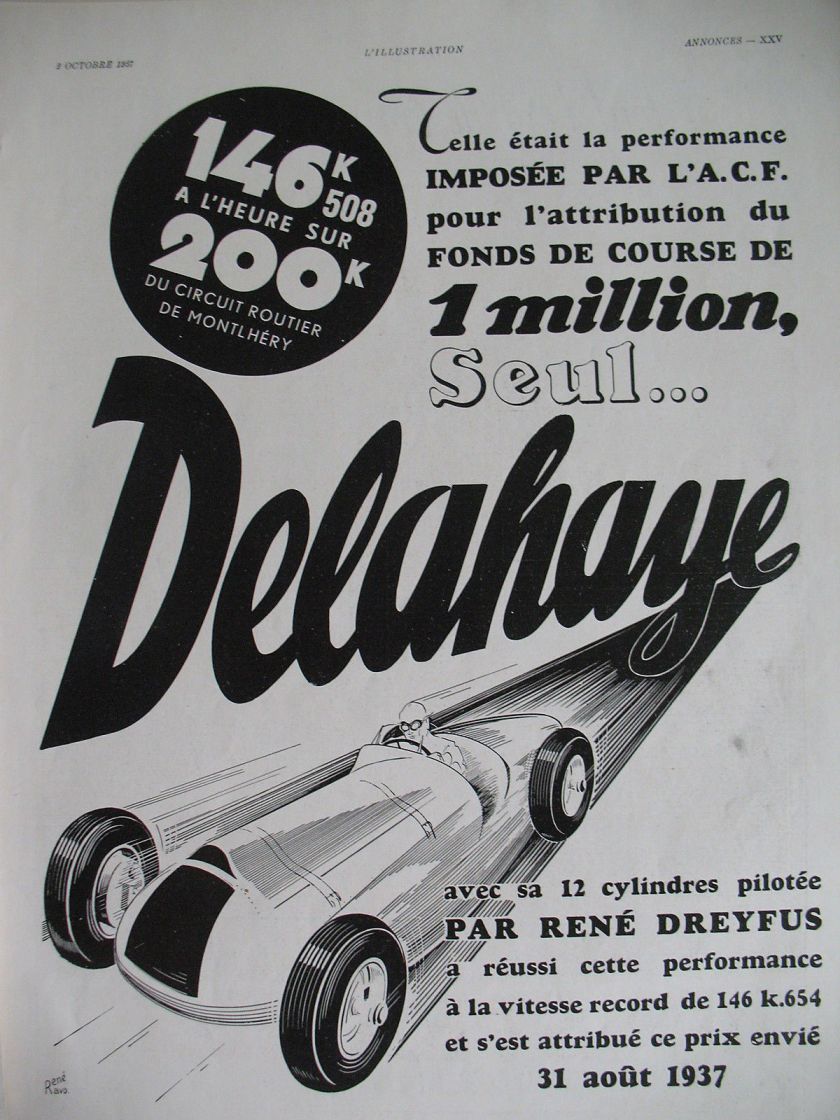 1937 PUBLICITE 38 x 28 AUTOMOBILE DELAHAYE
