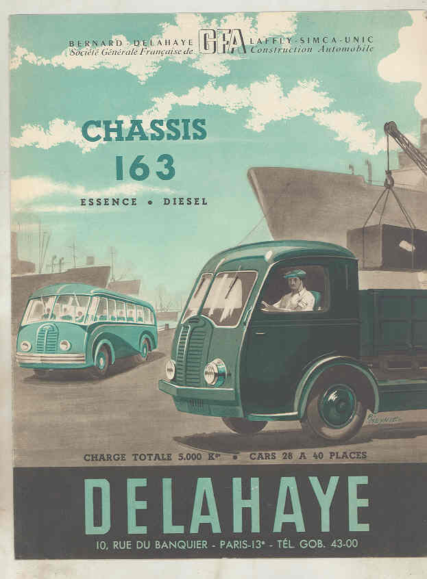 1949 Delahaye 163 Tank Dump Van Truck & Bus Brochure French wu7805 a