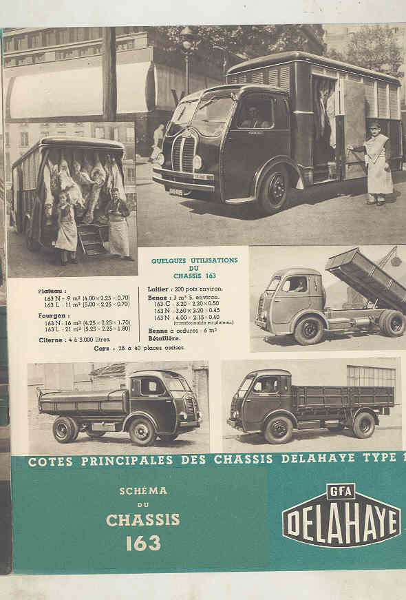1949 Delahaye 163 Tank Dump Van Truck & Bus Brochure French wu7805 d