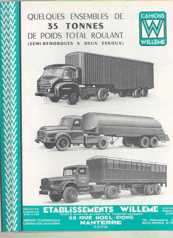 1950 Willeme 10-35Ton Construction Dump Semi Truck Brochure Military Tank wu7999 h