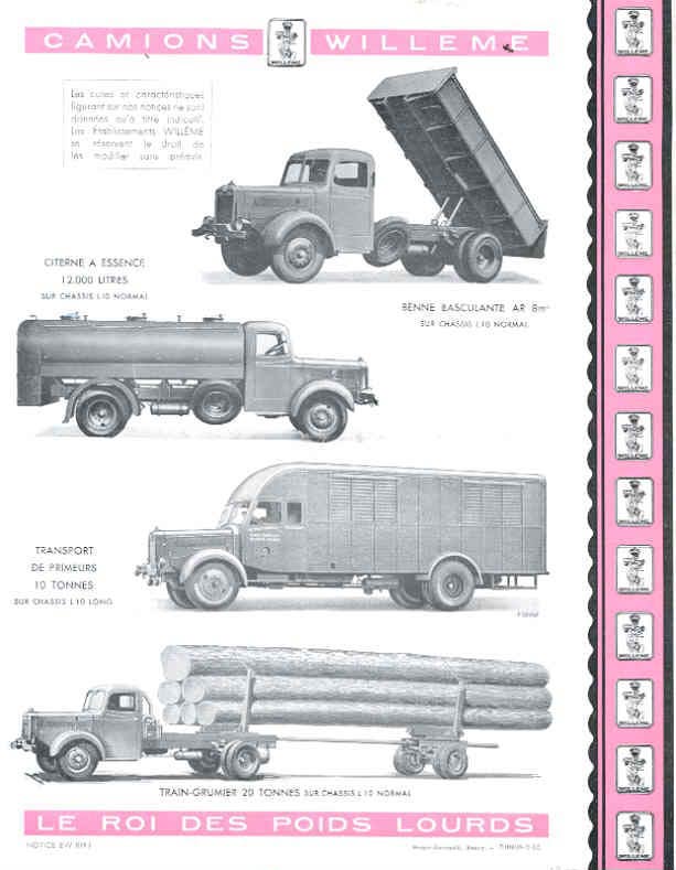 1951 Willeme K10 10 Ton Truck Sales Brochure French wf9599-VA1YH5 4