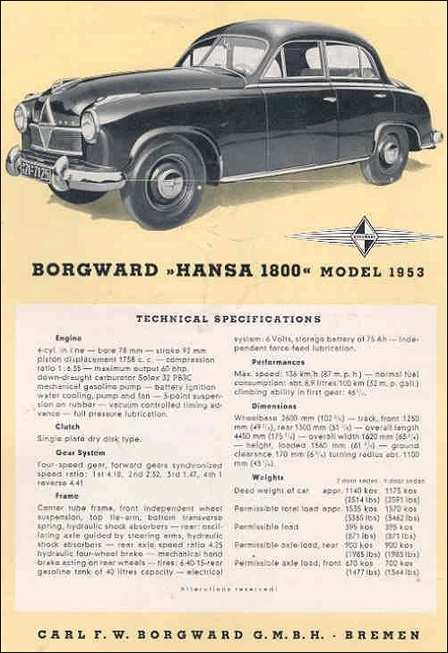 1953 Borgward Hansa 1800 cabriolet