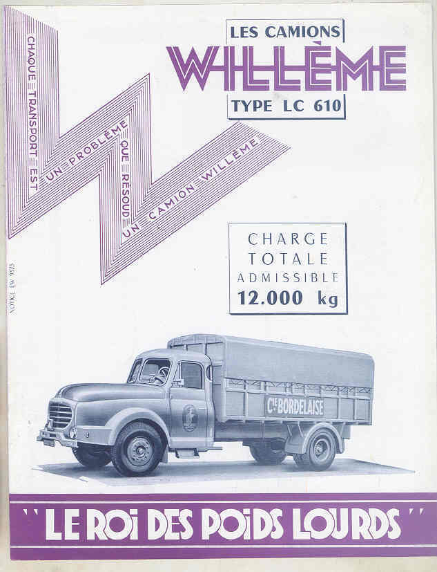 1953 Willeme Type LC610 Tank Dump 6 Ton Diesel Truck Brochure wu5062