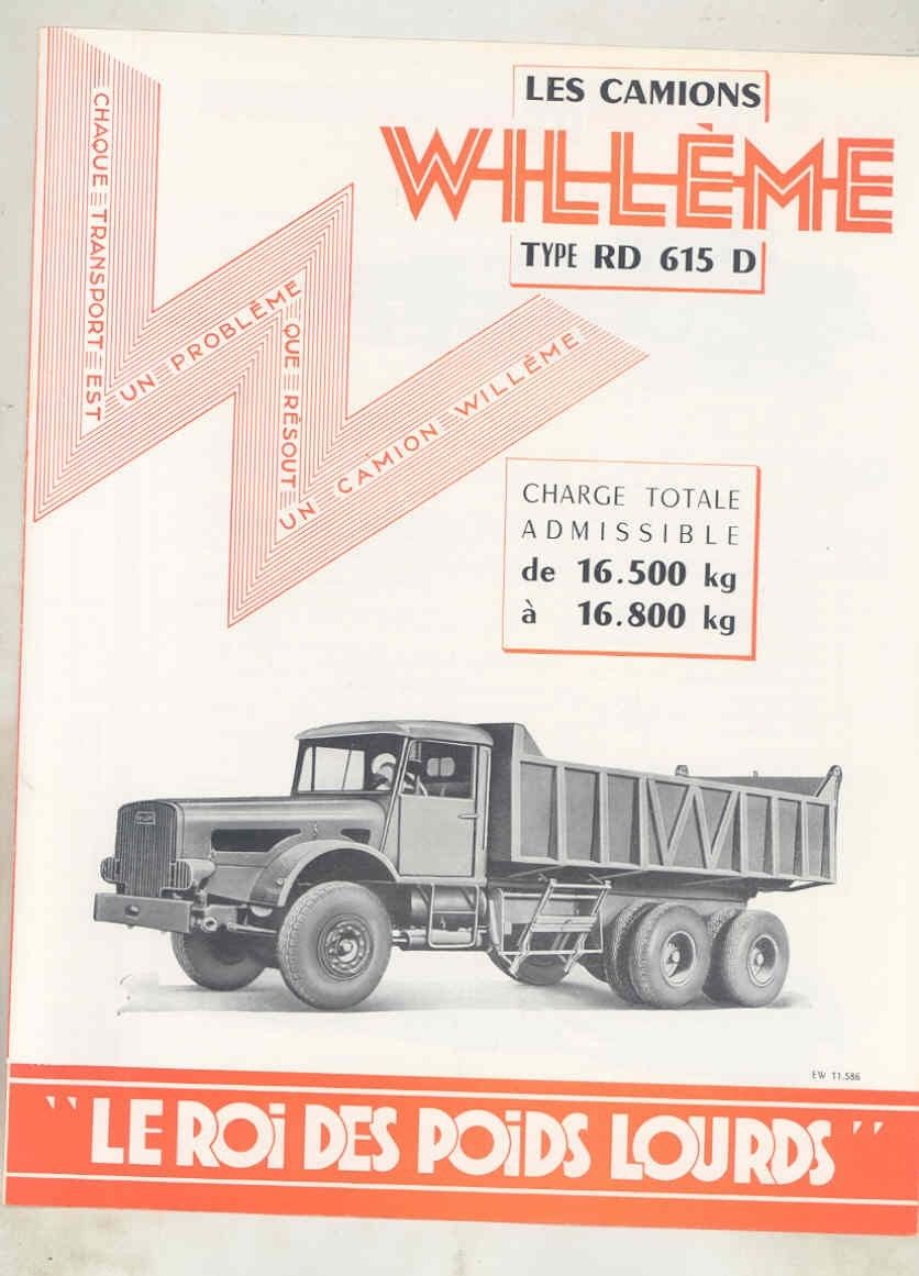 1958 Willeme RD615D 16 Ton Diesel Construction Dump Truck Brochure French wv7896