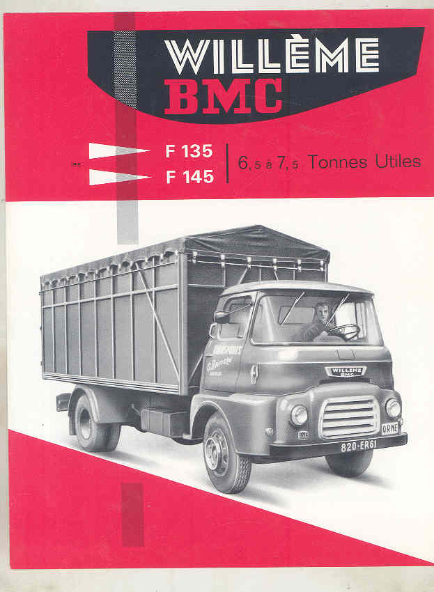 1962 Willeme BMC F135 F145 6.5-7.5 Ton Truck Brochure French wv8235 a