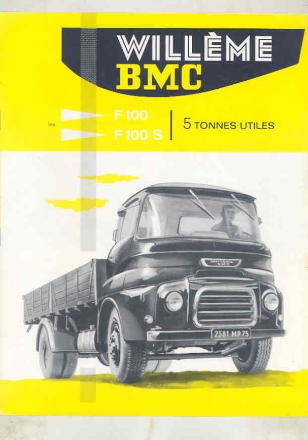1963 BMC Willeme F100 F100S 5 Ton Truck Brochure French wv7899