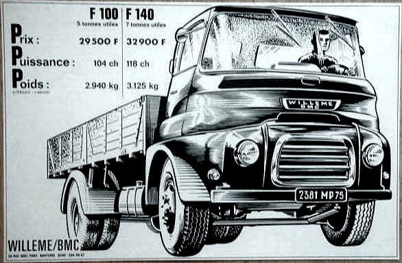1965 Willeme BMC Camion F 100 5 tonnes - Pub papier de 1965