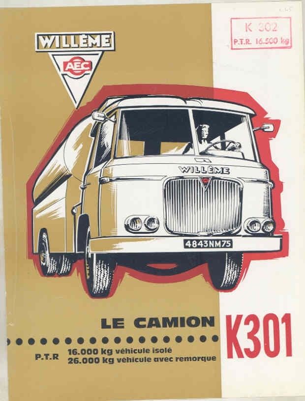 1965 Willeme K301 8-13 Ton Diesel Truck Brochure French wv8231