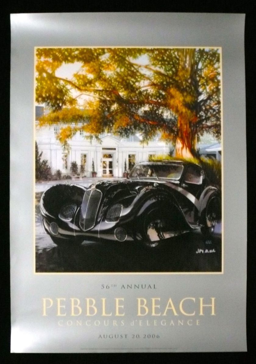 2006 SIGNED Pebble Beach Concours Poster 1936 DELAHAYE 135 Comp Sport Coupe KOKA a