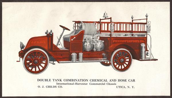 1918 International Fire Truck Advertising Card