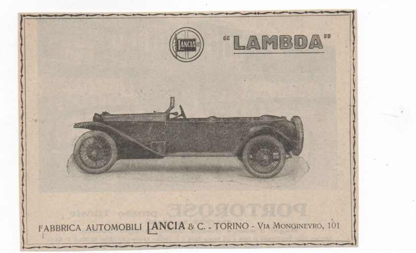 1923 AUTO LANCIA LAMBDA CAR advert werbung publicitè reklame