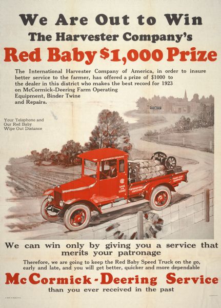 1923 International Red Baby Truck Advertising Poster