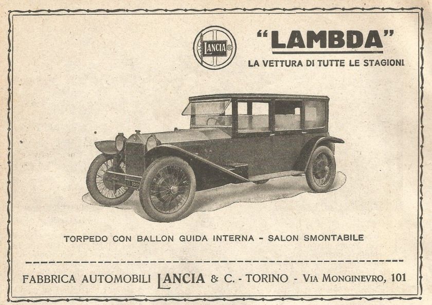 1923 Lancia LAMBDA Torpedo - Pubblicità del 1923 - Vintage advertising