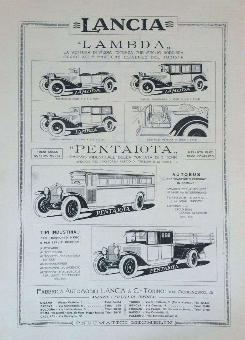 1925 LANCIA LAMBDA 1925 pubblicità originale-original adv (H.159)
