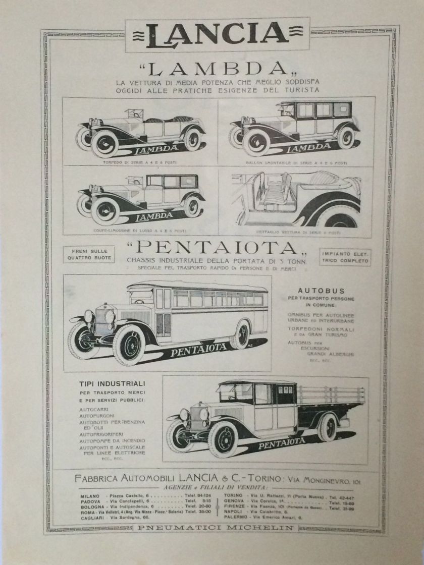 1925 LANCIA LAMBDA pubblicità originale del 27.12.1925 (H.15.36)