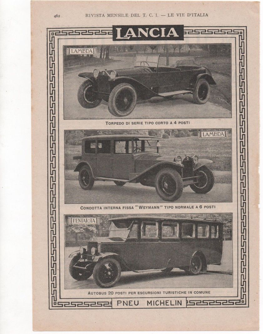 1927 LANCIA AUTO LAMBDA PENTAJOTA advert werbung publicitè reklame