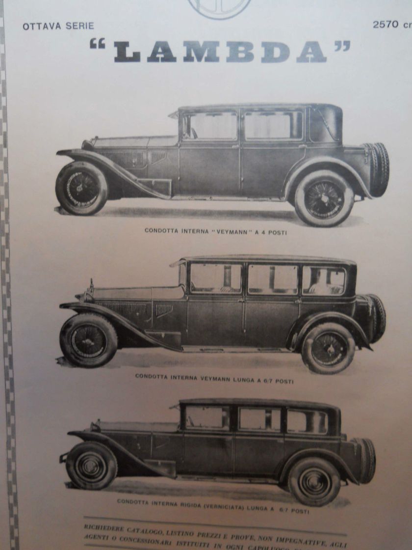 1929 Advertising pubblicità originale 1929 LANCIA lambda