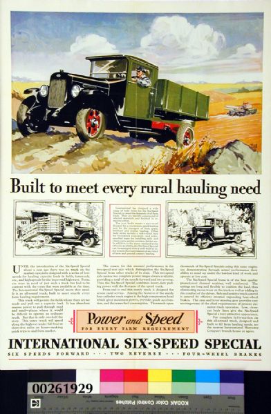 1929 International Six-Speed Special Truck Advertising Poster