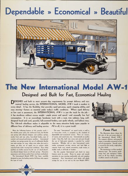 1930 International Model AW-1 Truck Advertising Poster