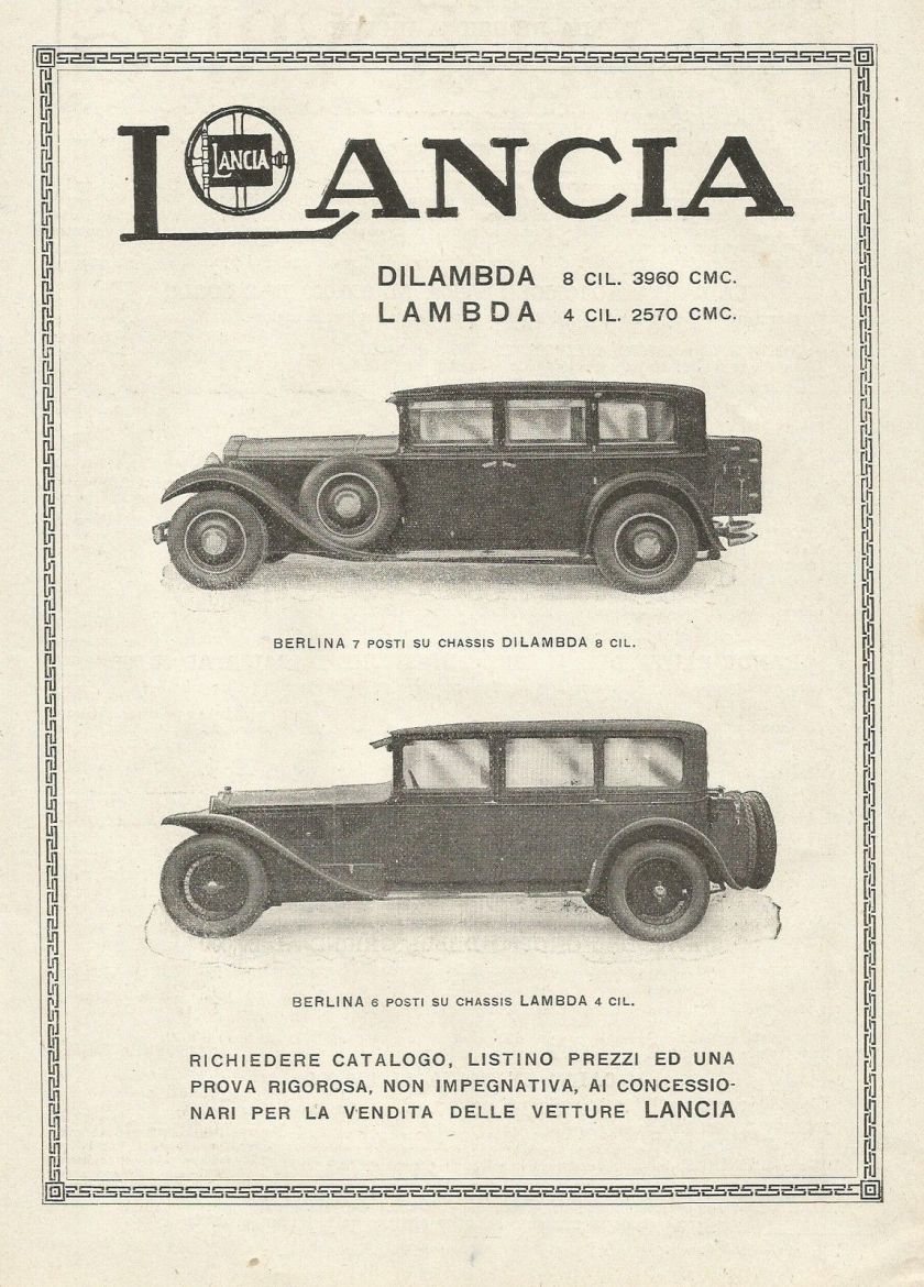 1930 LANCIA - Automobili Lambda & Dilambda - Pubblicità 1930 - Advertising