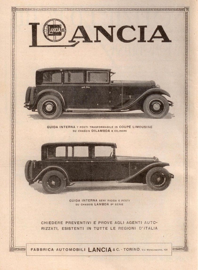 1930 LANCIA LAMBDA DILAMBDA advertising reklame werbung