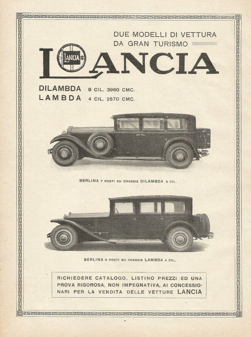 1930 Y1183 LANCIA Lambda & Dilambda - Pubblicità 1930 - Advertising