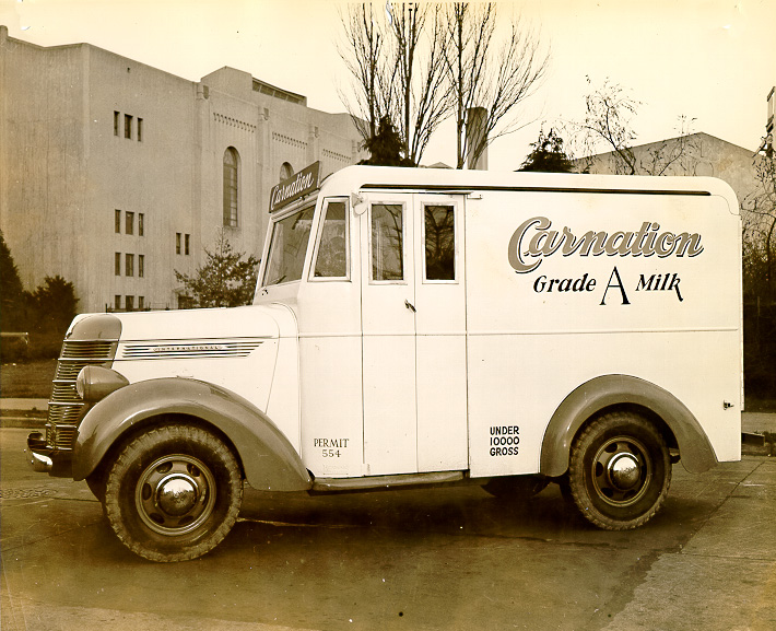 1937-40 International milk delivery truck owned by Carnation Milk