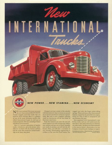 1941 International K-Line Truck Advertising Proof a