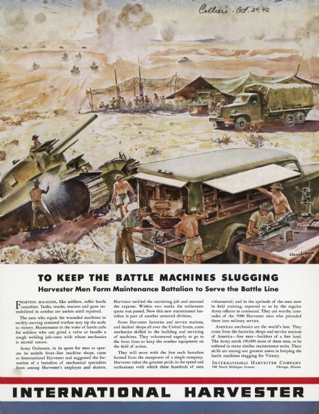 1942 International Harvester Maintenance Battalion Poster