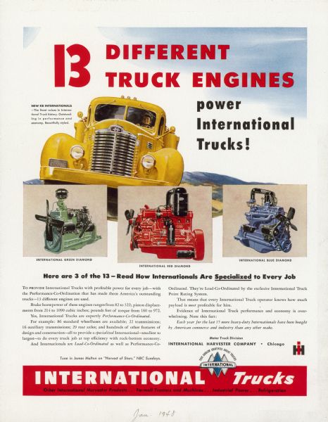 1948 International Truck Advertising Proof ad