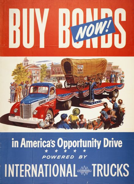 1949 International trucks promoting United States government bonds
