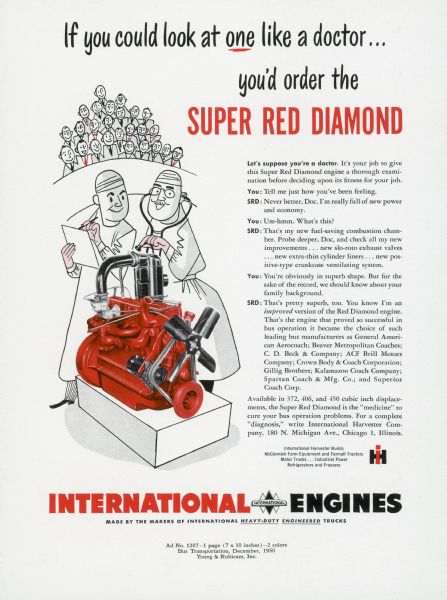 1950 International Engine Advertising Proof a