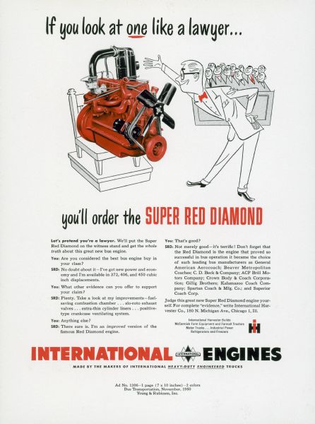 1950 International Engine Advertising Proof