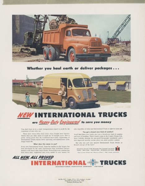 1950 International Metro and dump Truck Advertising Proof