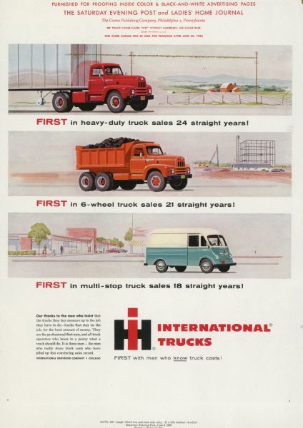 1956 International Truck Advertising Proof ad