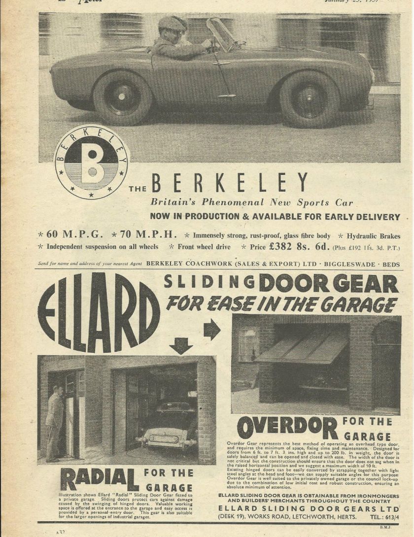 1957 BERKELEY SPORTS CAR original 1957 UK magazine advert cutting ‘phenomenal’