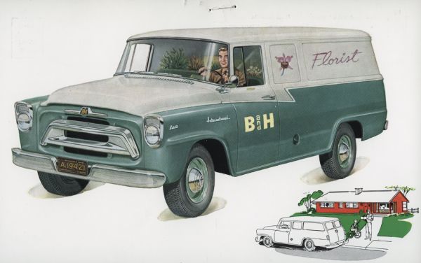 1957 International A-110 Truck Postcard