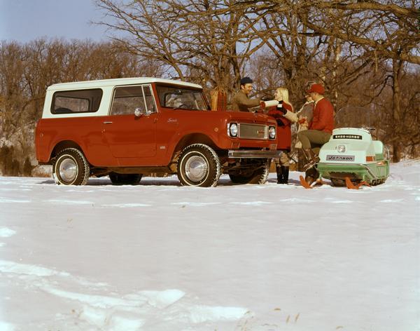 1970 Couples in the Snow with an International Scout