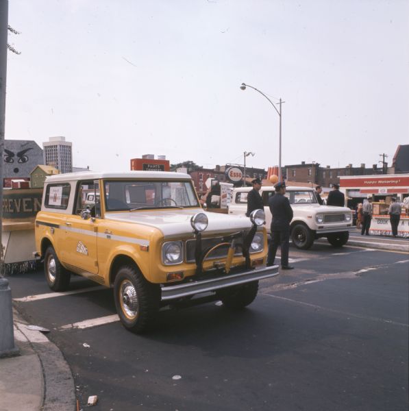 1971 International Sno-Star Scout towing a float for Fire Prevention Week